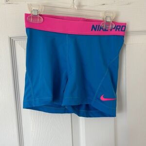 Nike Pro Blue and Pink Shorts